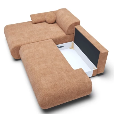 Rozkládací rohová sedačka s úložným prostorem SURREY 1 - světlá hnědá, levý roh