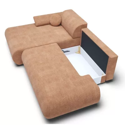 Rozkládací rohová sedačka s úložným prostorem SURREY 1 - světlá hnědá, levý roh