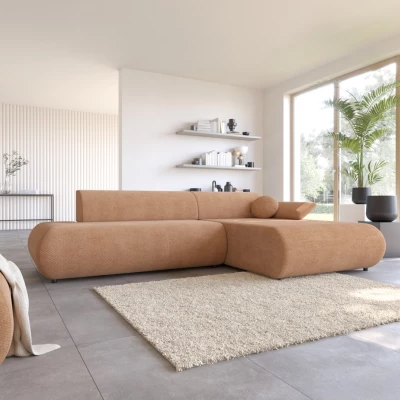 Rozkládací rohová sedačka s úložným prostorem SURREY 1 - světlá hnědá, pravý roh