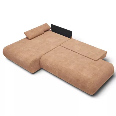 Rozkládací rohová sedačka s úložným prostorem SURREY 1 - světlá hnědá, levý roh