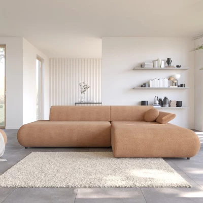 Rozkládací rohová sedačka s úložným prostorem SURREY 1 - světlá hnědá, pravý roh