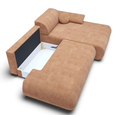 Rozkládací rohová sedačka s úložným prostorem SURREY 1 - světlá hnědá, pravý roh