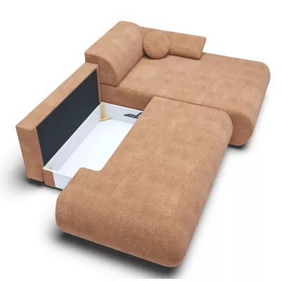 Rozkládací rohová sedačka s úložným prostorem SURREY 1 - světlá hnědá, pravý roh