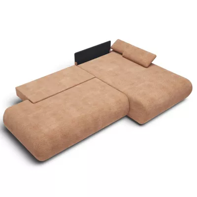 Rozkládací rohová sedačka s úložným prostorem SURREY 1 - světlá hnědá, pravý roh