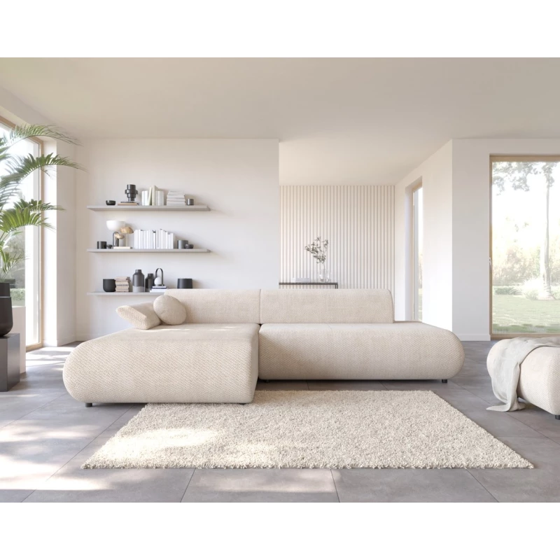 Rozkládací rohová sedačka s úložným prostorem SURREY 1 - béžová 2, levý roh