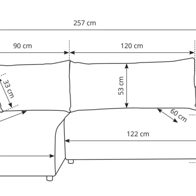 Rozkládací rohová sedačka SUDBURY - cihlová