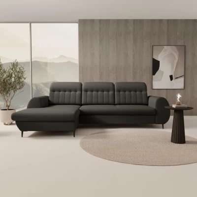 Rozkládací sedačka s úložným prostorem ORILLIA - ocelová šedá, levý roh