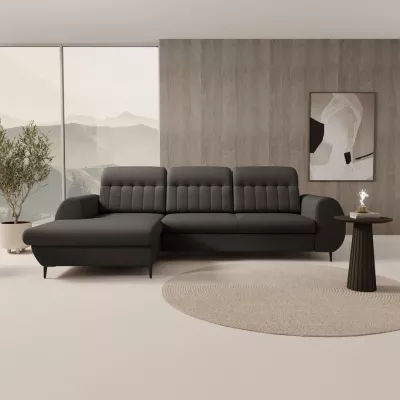 Rozkládací sedačka s úložným prostorem ORILLIA - ocelová šedá, levý roh