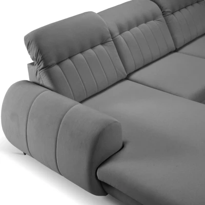 Rozkládací sedačka s úložným prostorem ORILLIA - ocelová šedá, levý roh