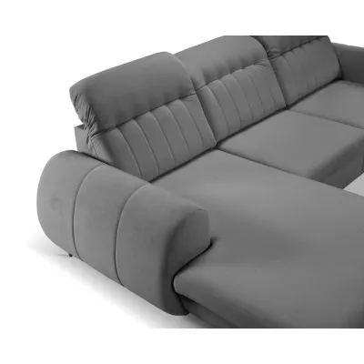 Rozkládací sedačka s úložným prostorem ORILLIA - ocelová šedá, levý roh