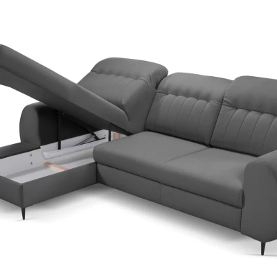 Rozkládací sedačka s úložným prostorem ORILLIA - ocelová šedá, levý roh