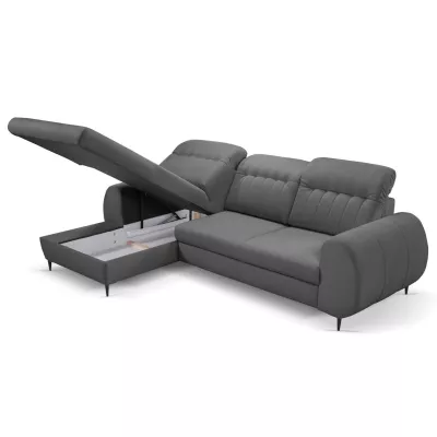 Rozkládací sedačka s úložným prostorem ORILLIA - ocelová šedá, levý roh