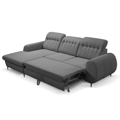 Rozkládací sedačka s úložným prostorem ORILLIA - ocelová šedá, levý roh