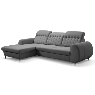 Rozkládací sedačka s úložným prostorem ORILLIA - ocelová šedá, levý roh