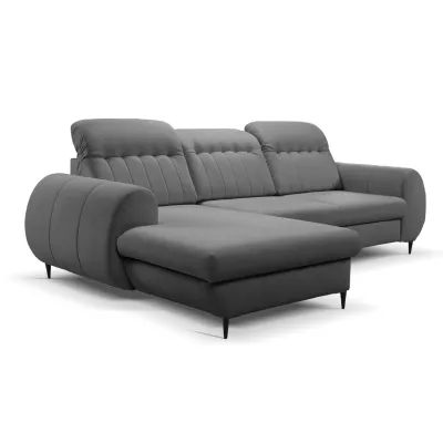 Rozkládací sedačka s úložným prostorem ORILLIA - ocelová šedá, levý roh