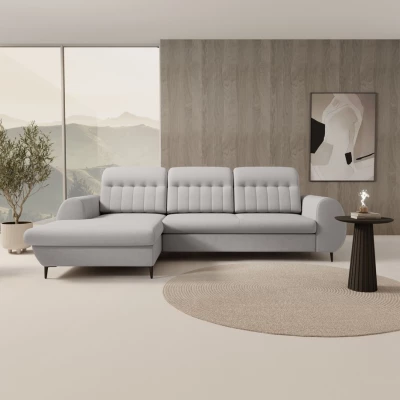 Rozkládací sedačka s úložným prostorem ORILLIA - světlá šedá, levý roh