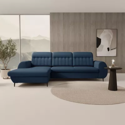 Rozkládací sedačka s úložným prostorem ORILLIA - modrá, levý roh