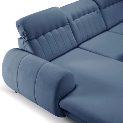 Rozkládací sedačka s úložným prostorem ORILLIA - modrá, levý roh