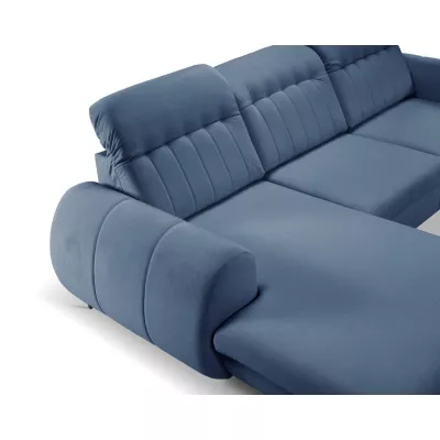 Rozkládací sedačka s úložným prostorem ORILLIA - modrá, levý roh