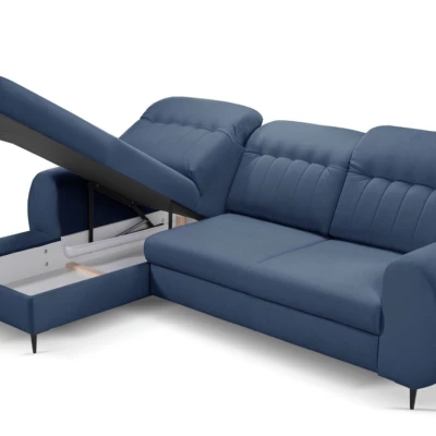 Rozkládací sedačka s úložným prostorem ORILLIA - modrá, levý roh