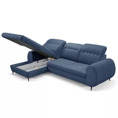 Rozkládací sedačka s úložným prostorem ORILLIA - modrá, levý roh