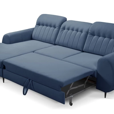 Rozkládací sedačka s úložným prostorem ORILLIA - modrá, levý roh