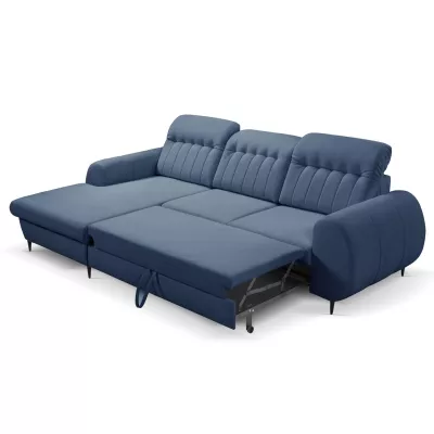 Rozkládací sedačka s úložným prostorem ORILLIA - modrá, levý roh