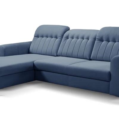 Rozkládací sedačka s úložným prostorem ORILLIA - modrá, levý roh