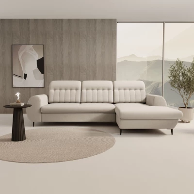 Rozkládací sedačka s úložným prostorem ORILLIA - tmavá béžová, pravý roh