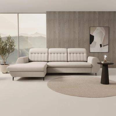 Rozkládací sedačka s úložným prostorem ORILLIA - tmavá béžová, levý roh