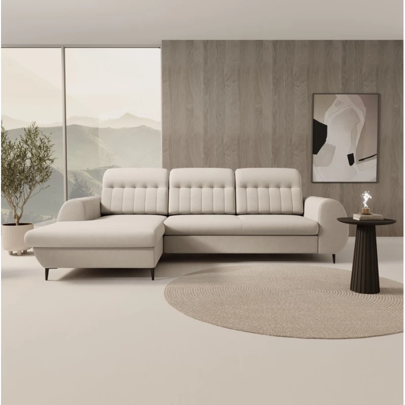 Rozkládací sedačka s úložným prostorem ORILLIA - tmavá béžová, levý roh