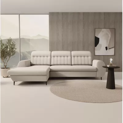 Rozkládací sedačka s úložným prostorem ORILLIA - tmavá béžová, levý roh