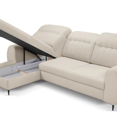 Rozkládací sedačka s úložným prostorem ORILLIA - tmavá béžová, levý roh