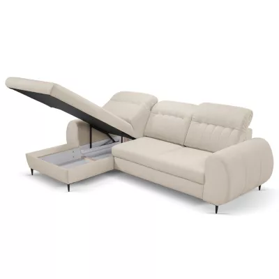 Rozkládací sedačka s úložným prostorem ORILLIA - tmavá béžová, levý roh