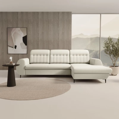 Rozkládací sedačka s úložným prostorem ORILLIA - světlá béžová, pravý roh