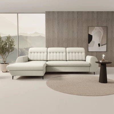 Rozkládací sedačka s úložným prostorem ORILLIA - světlá béžová, levý roh