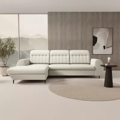 Rozkládací sedačka s úložným prostorem ORILLIA - světlá béžová, levý roh