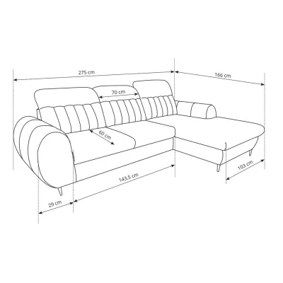Rozkládací sedačka s úložným prostorem ORILLIA - modrá, levý roh