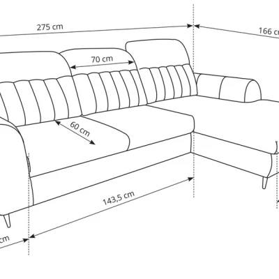 Rozkládací sedačka s úložným prostorem ORILLIA - světlá béžová, levý roh