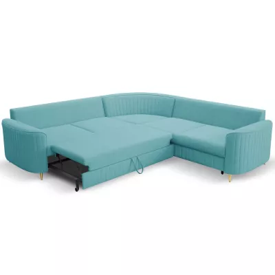 Rozkládací rohová sedačka KAMPLO 1 - tyrkysová