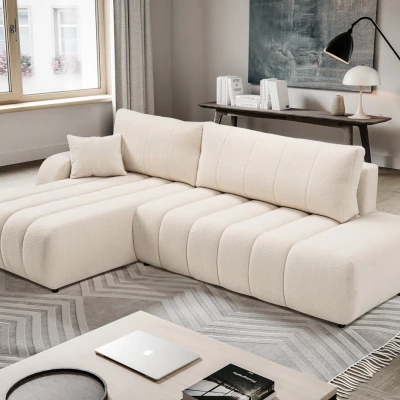 Rohová sedací souprava KELOWNA - krémová, levý roh