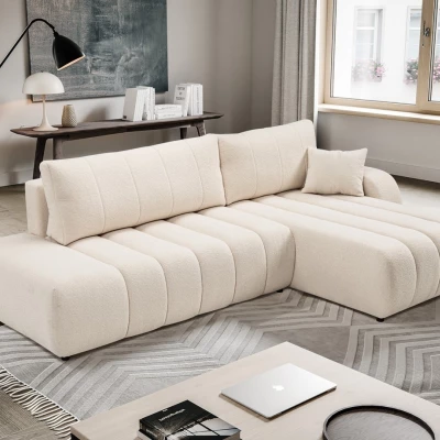 Rohová sedací souprava KELOWNA - krémová, pravý roh