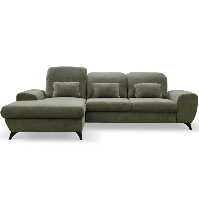 Rohová sedačka rozkládací JASPERA - olivová, levý roh