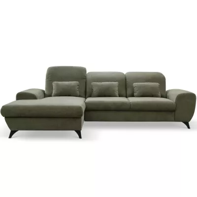 Rohová sedačka rozkládací JASPERA - olivová, levý roh