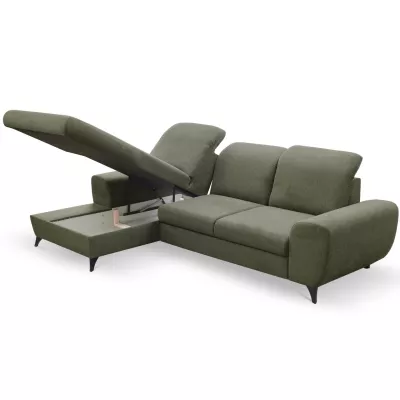 Rohová sedačka rozkládací JASPERA - olivová, levý roh