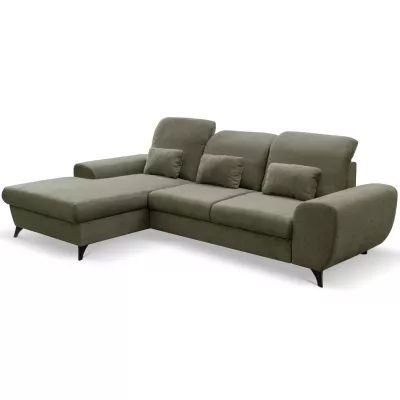Rohová sedačka rozkládací JASPERA - olivová, levý roh