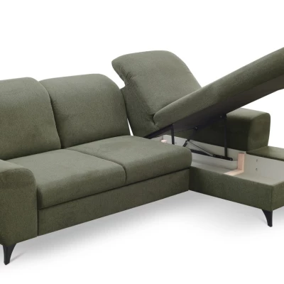 Rohová sedačka rozkládací JASPERA - olivová, pravý roh