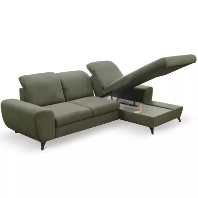 Rohová sedačka rozkládací JASPERA - olivová, pravý roh