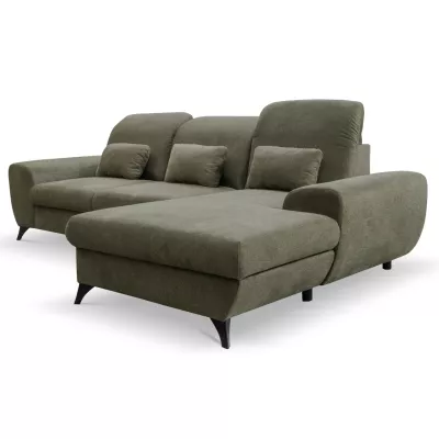 Rohová sedačka rozkládací JASPERA - olivová, pravý roh