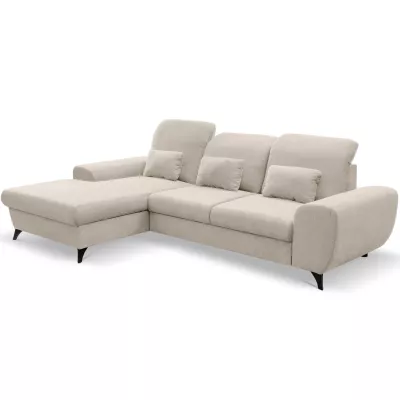 Rohová sedačka rozkládací JASPERA - krémová, levý roh